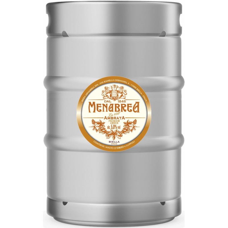 Fusto birra Menabrea 15 lt ambrata, attacco a baionetta, VAR