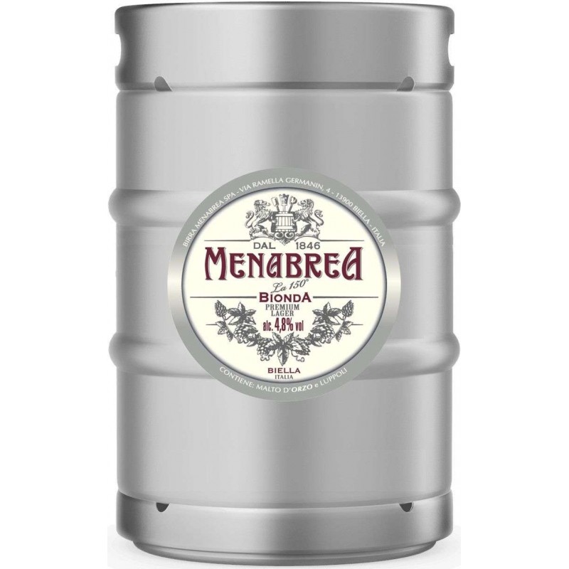 Fusto birra Menabrea 15 lt bionda, premium lager, attacco a baionetta, VAR
