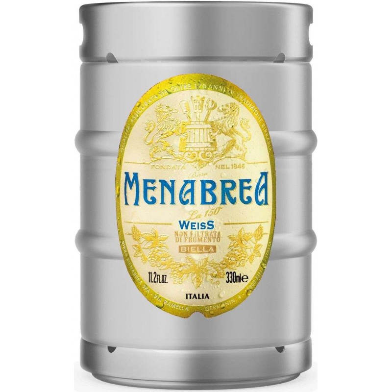 Fusto birra Menabrea 15 lt weiss, non filtrata, attacco a baionetta, VAR