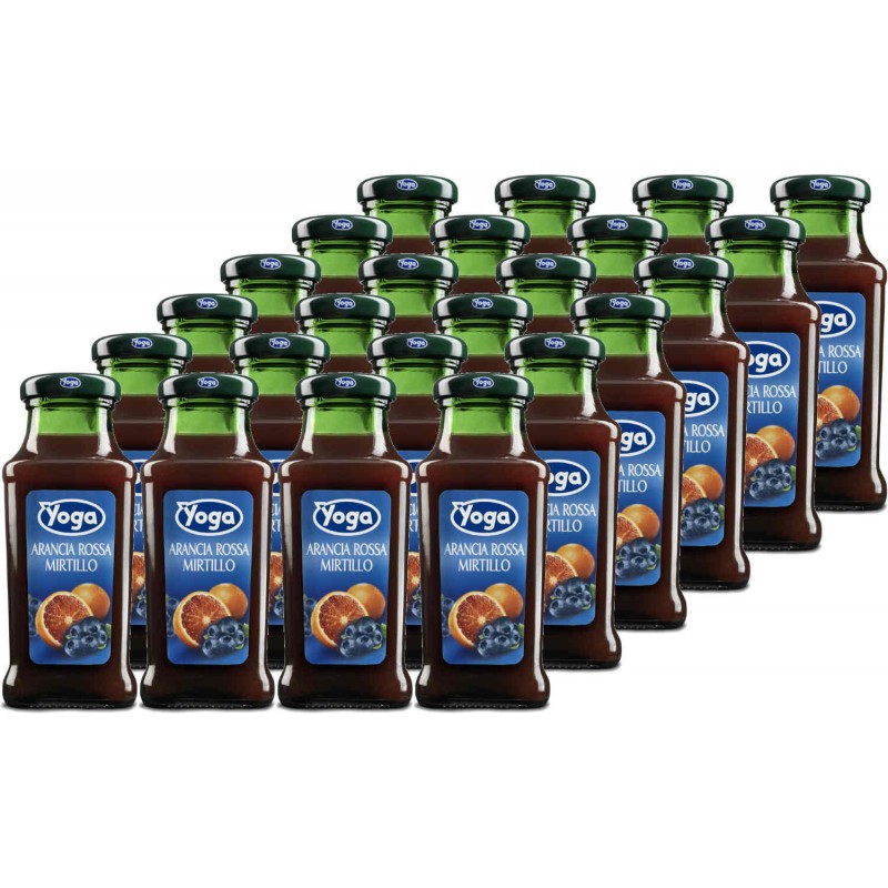 Succo di frutta Yoga Bar Classic Arancia Rossa e Mirtillo 200 ml x 24 pz in bottiglietta di vetro a perdere VAP