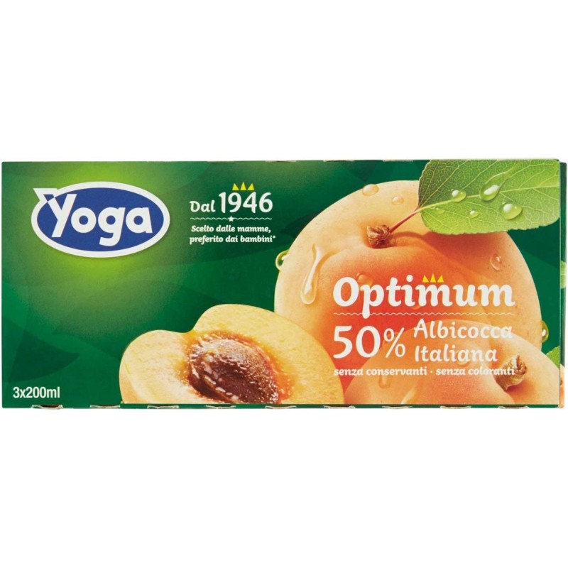 Succo di frutta Yoga Brik Optimum Albicocca Italiana 200 ml x 3 pz tetrapak