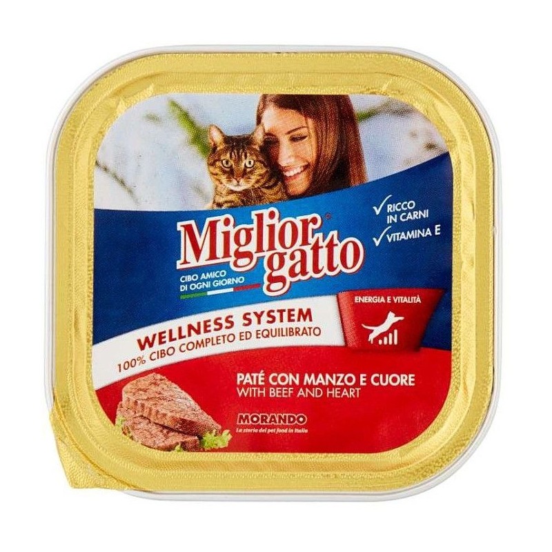 Miglior Gatto Morando Patè con manzo e cuore 100 g vaschetta