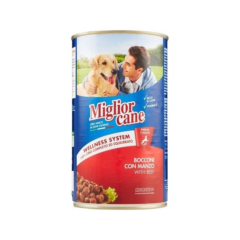 Scatolette cani Miglior Cane 405 g bocconi con manzo