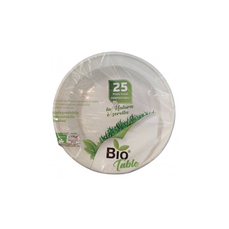 Piatti fondi Bio Table 25 pz biodegradabile compostabile