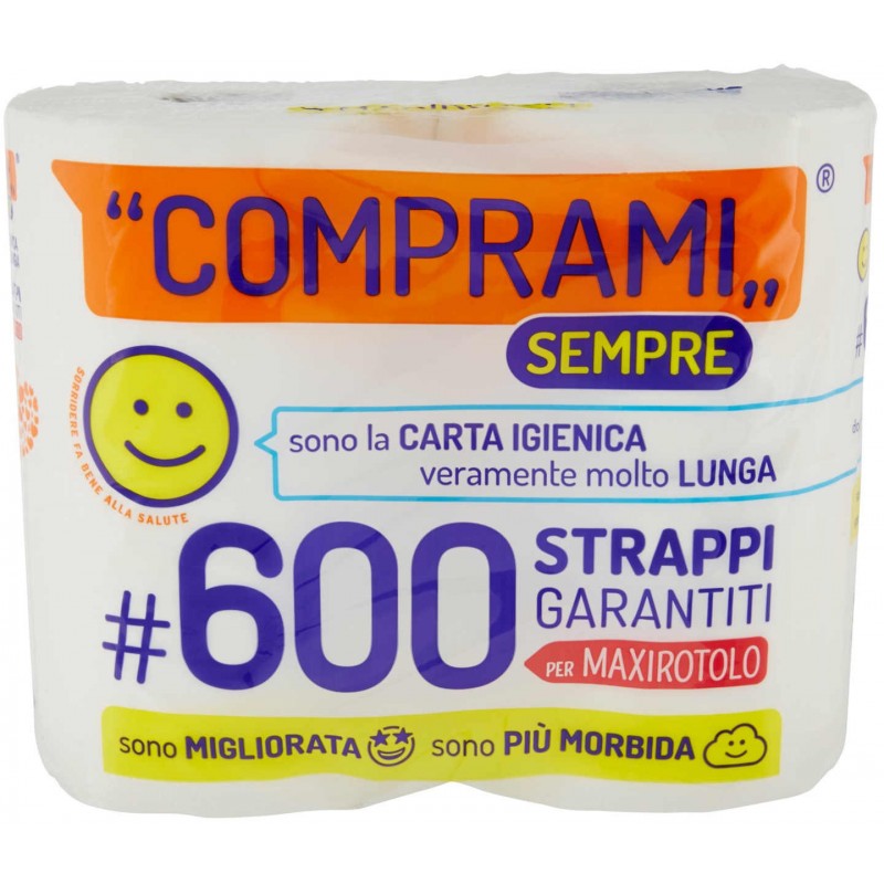 Carta igienica Perla Comprami 4 rotoli 600 strappi