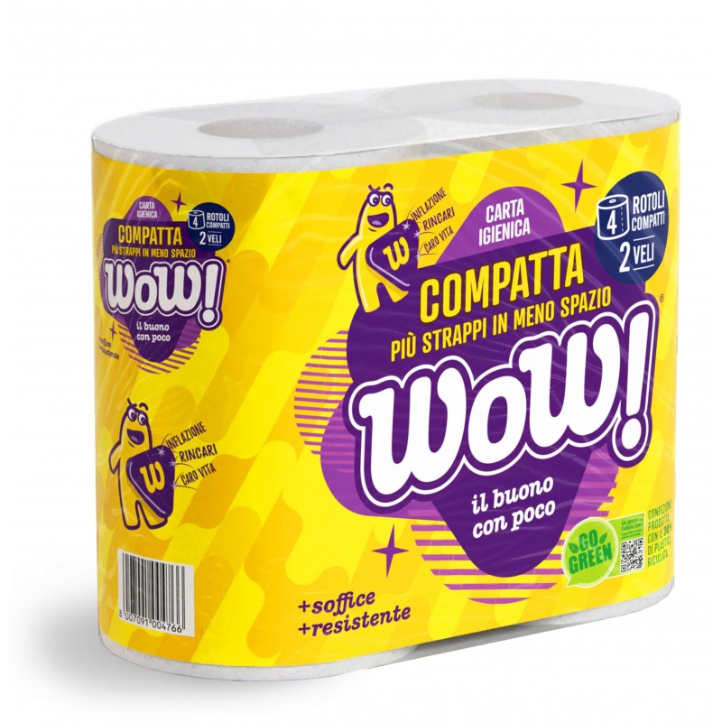 Carta igienica WOW! Compatta 4 rotoli 2 veli