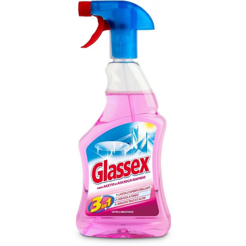Glassex 500 ml con aceto e asciuga rapido spray vetri e multiuso