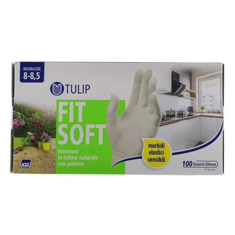 Guanti Tulip 100 pz monouso in lattice naturale con polvere 8-8,5 grandi