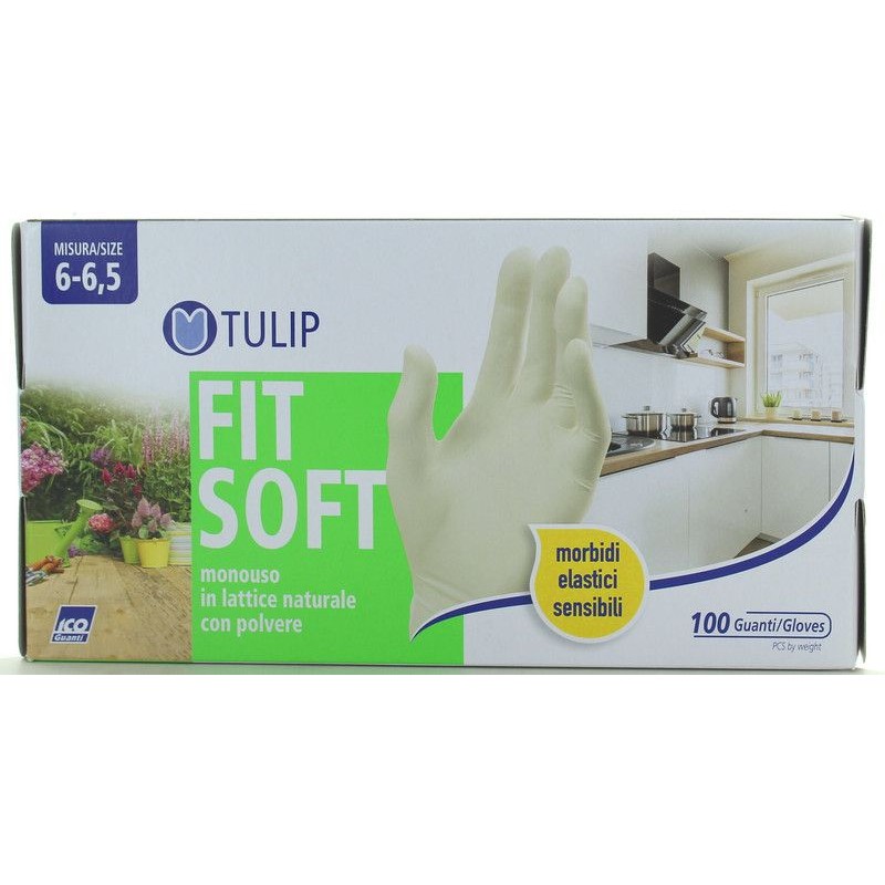 Guanti Tulip 100 pz monouso in lattice naturale con polvere 6-6,5 piccoli