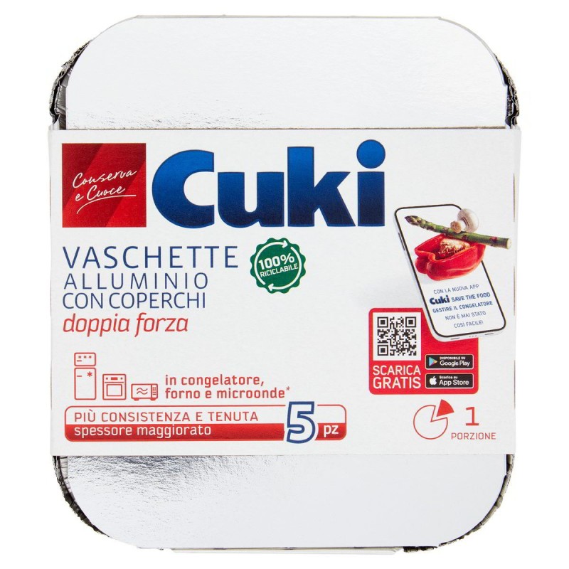 Vaschette Alluminio Cuki con coperchio 1 porzione 5 pz R31
