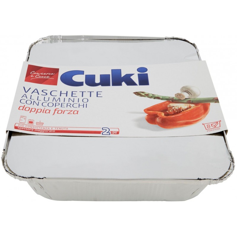 Vaschette Alluminio Cuki con coperchio 8 porzioni 2 pz R98