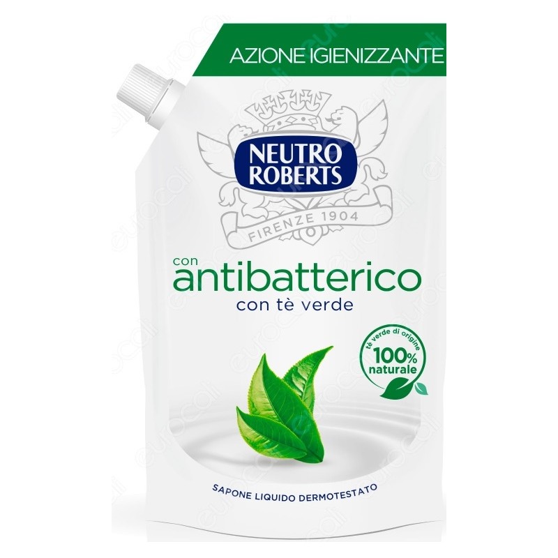 Sapone mani ricarica Neutro Roberts 400 ml antibatterico, con tè verde