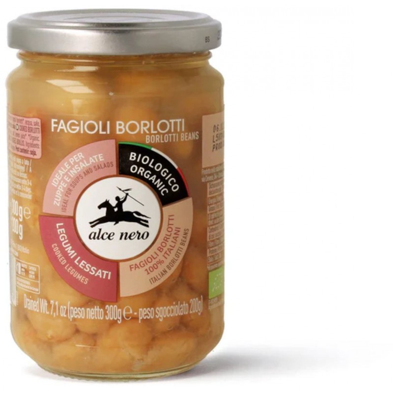 Alce Nero Fagioli borlotti lessati biologici 300 g vetro