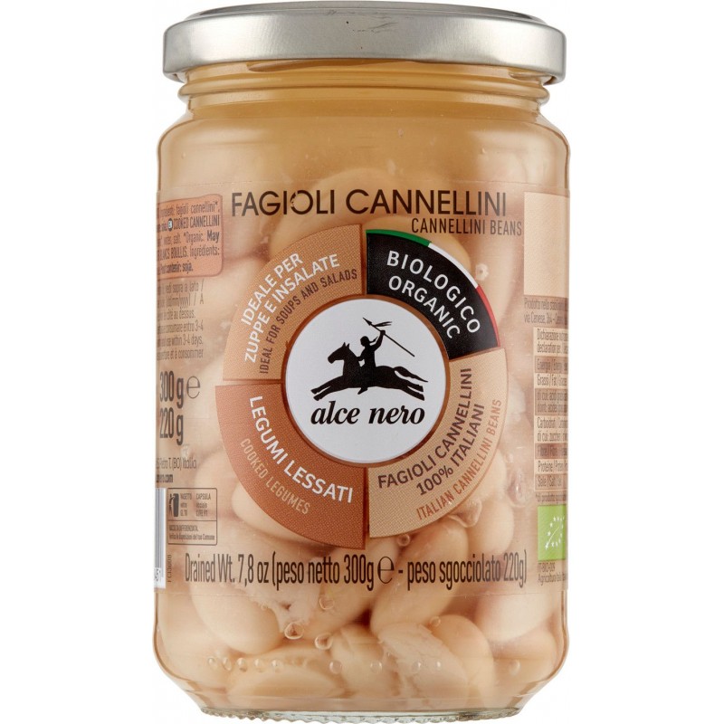 Alce Nero Fagioli cannellini lessati biologici 300 g vetro