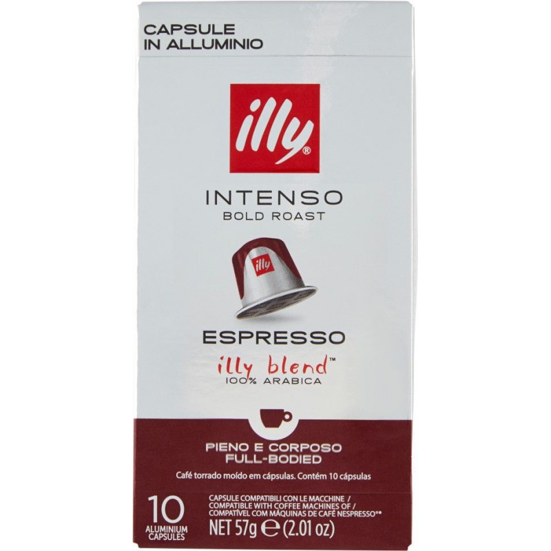 Caffè in capsule per Nespresso Iilly Intenso 10 pz tostatura forte, bordeaux