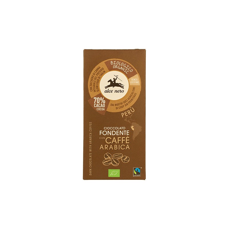Cioccolata Alce Nero fondente 70% con caffè biologico 50 g