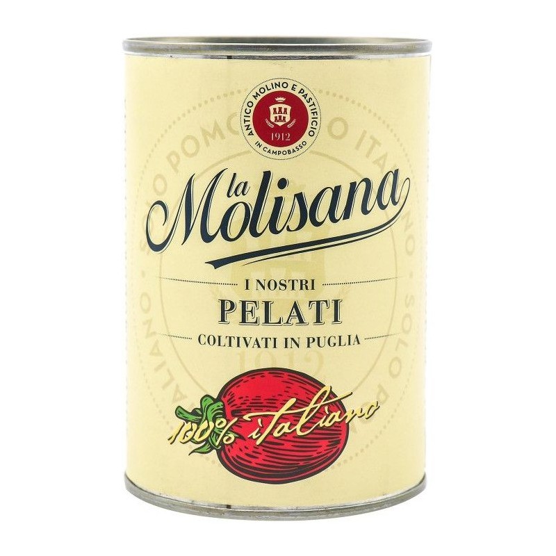 Pelati La Molisana 400 g coltivati in Puglia 100% italiano in latta