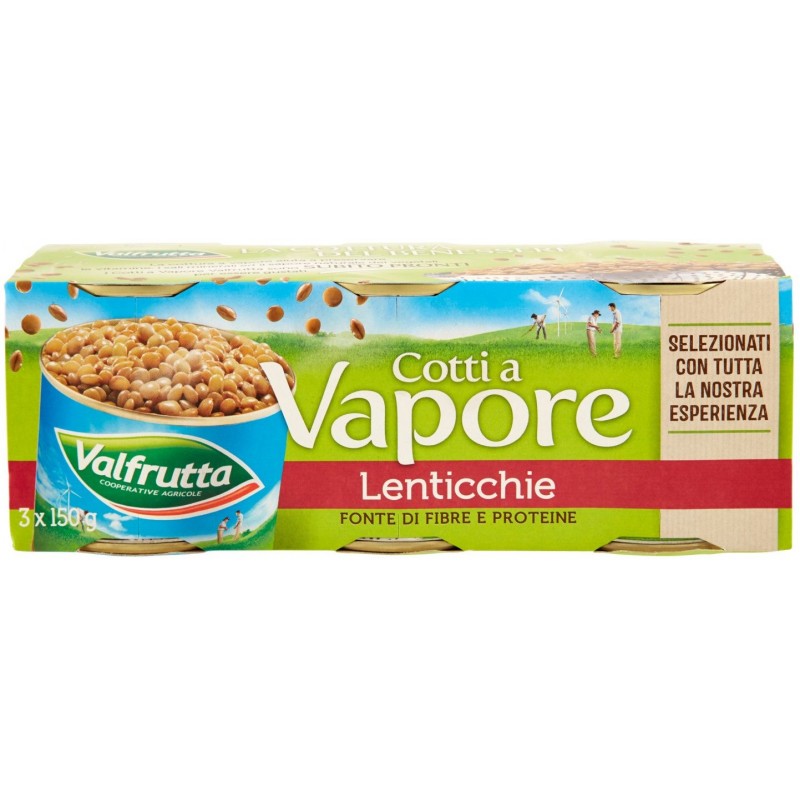 Lenticchie Valfrutta cotti a vapore 150 g x 3 monodose