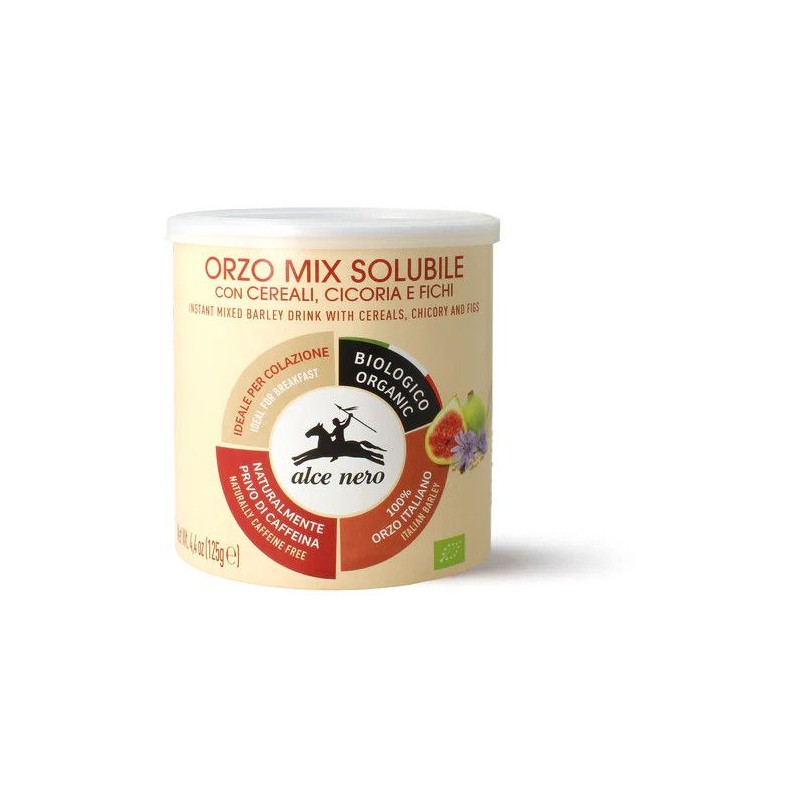 Orzo mix solubile Alce Nero cereali, cicoria e fichi 125 g biologico