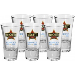 Confezione 6 Bicchieri Shot Vetro Nero Amaro Fernet Branca