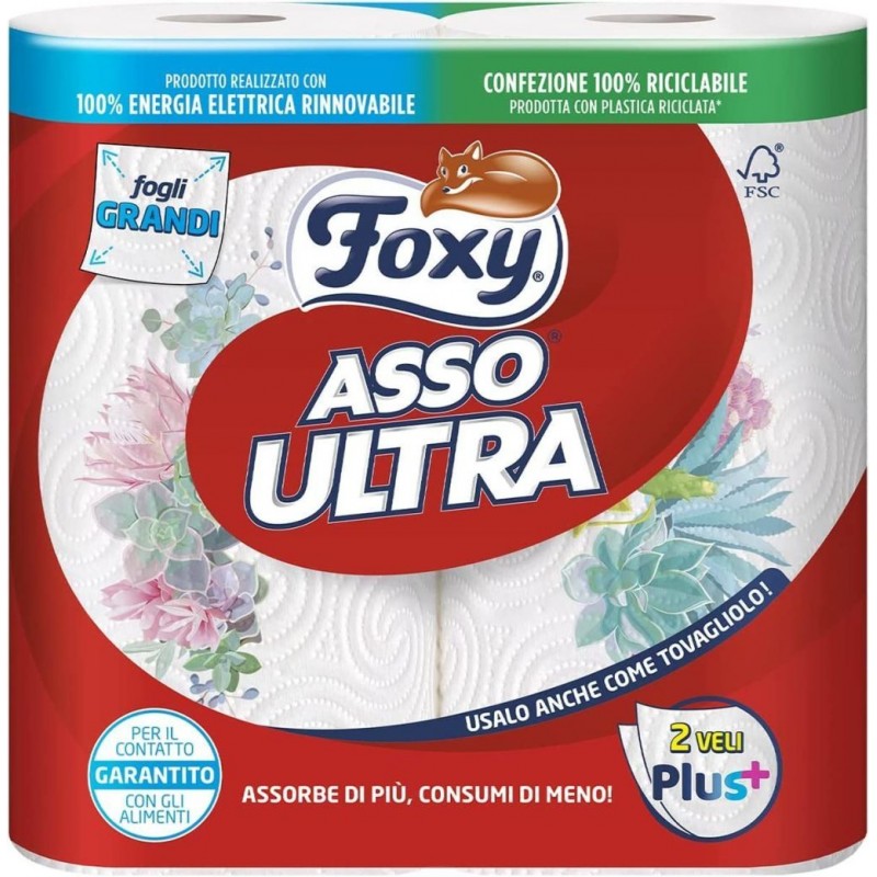Asciugoni Foxy asso 2 rotoli plus 2 veli