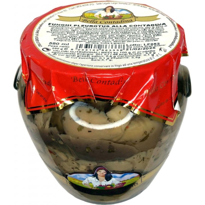 Funghi pleurotus contadina Bella Contadina 580 ml vaso vetro sott'olio sottolio di girasoli