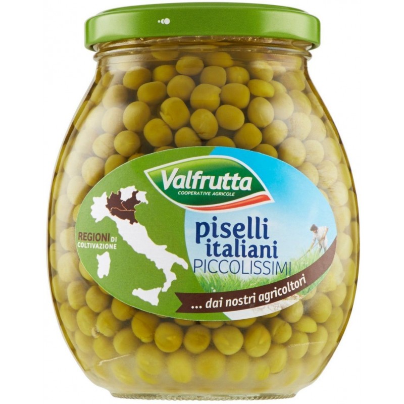 Piselli piccolissimi Valfrutta italiani 360 g lavorati freschi vetro