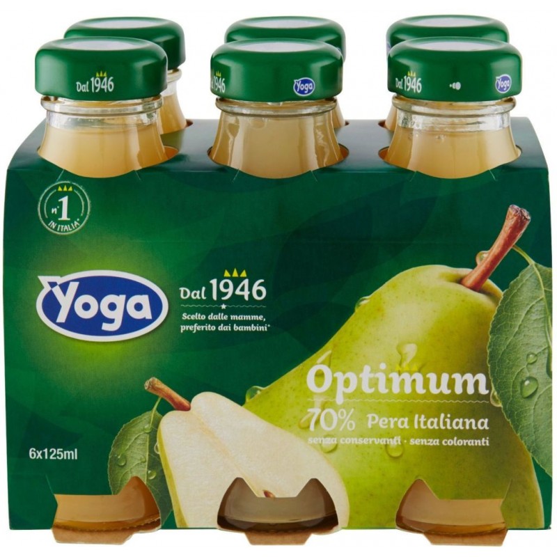 Succo di frutta Yoga Optimum Pera Italiana 125 ml x 6 pz in bottiglietta di  vetro a perdere VAP