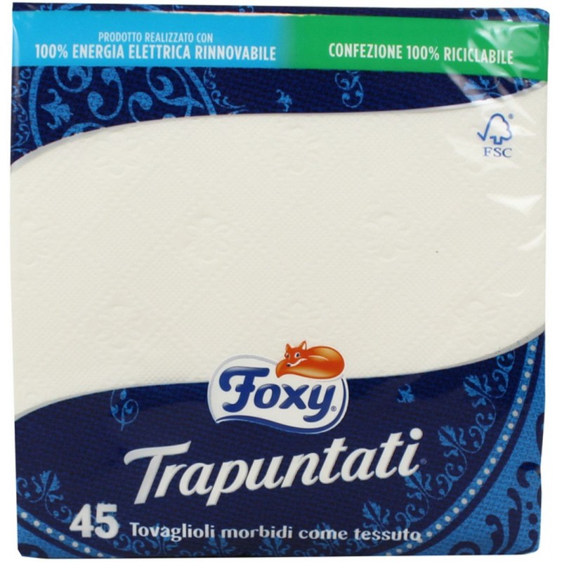 TOVAGLIOLI FOXY TRAPUNTATI 40X40 2 VELI PZ.45 Q. SUPERIORE
