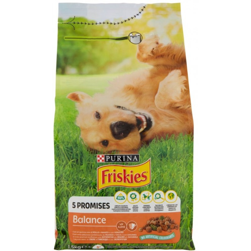 Crocchette cani Friskies 1,5 kg 'Balance' pollo, manzo e verdure