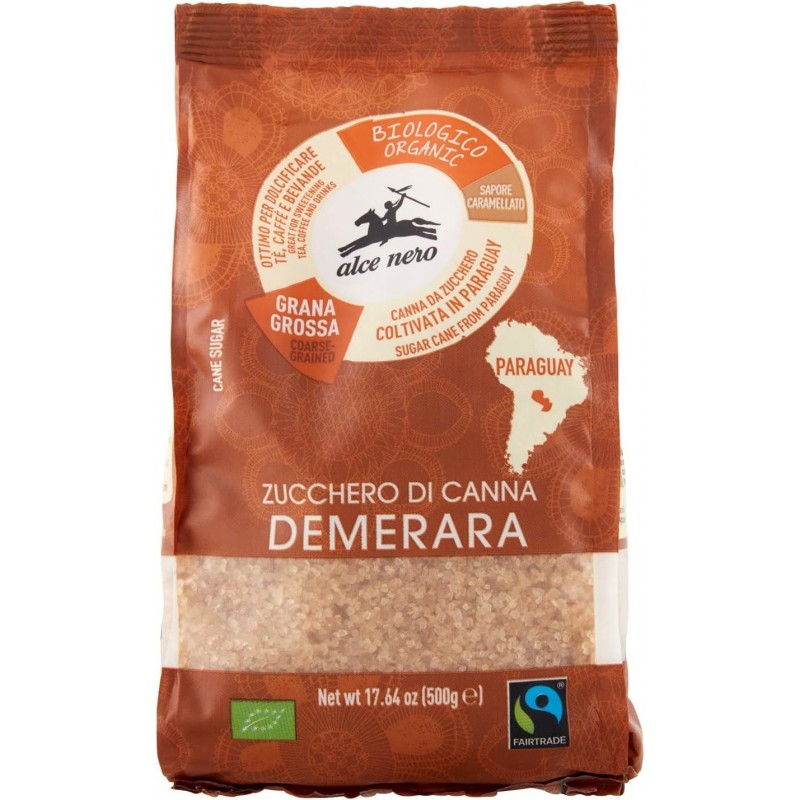 Zucchero di canna Alce Nero Demerara Paraguay 500 g grana grossa