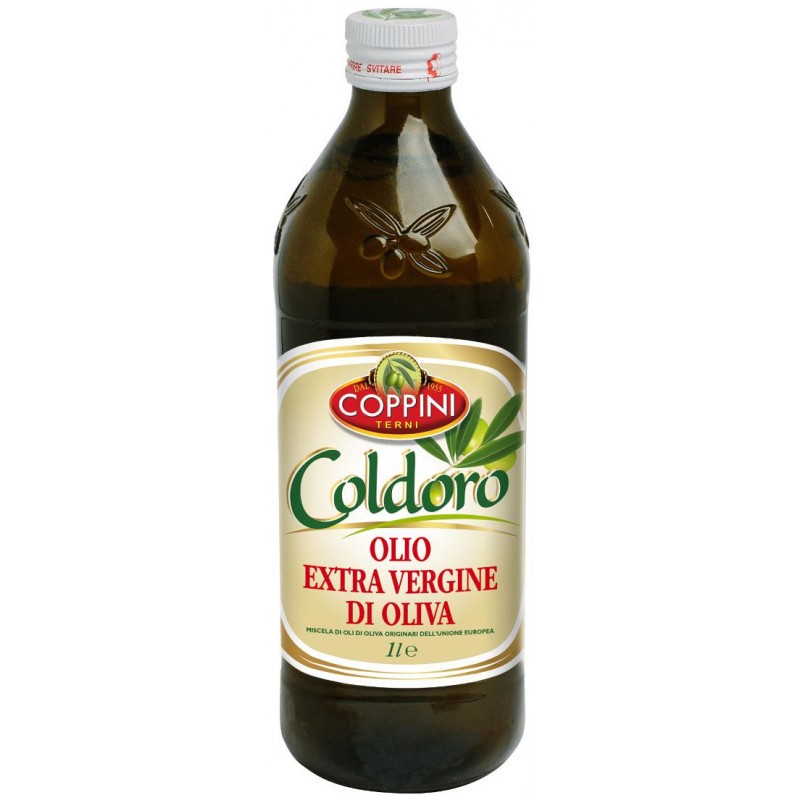 Olio extra vergine d'oliva Coppini 1 lt Coldoro, olive Unione Europea
