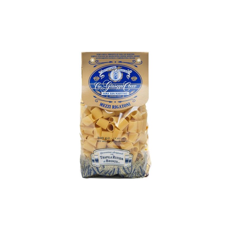 Mezzi rigatoni semola Pastificio Cocco 500 gr pasta artigianale