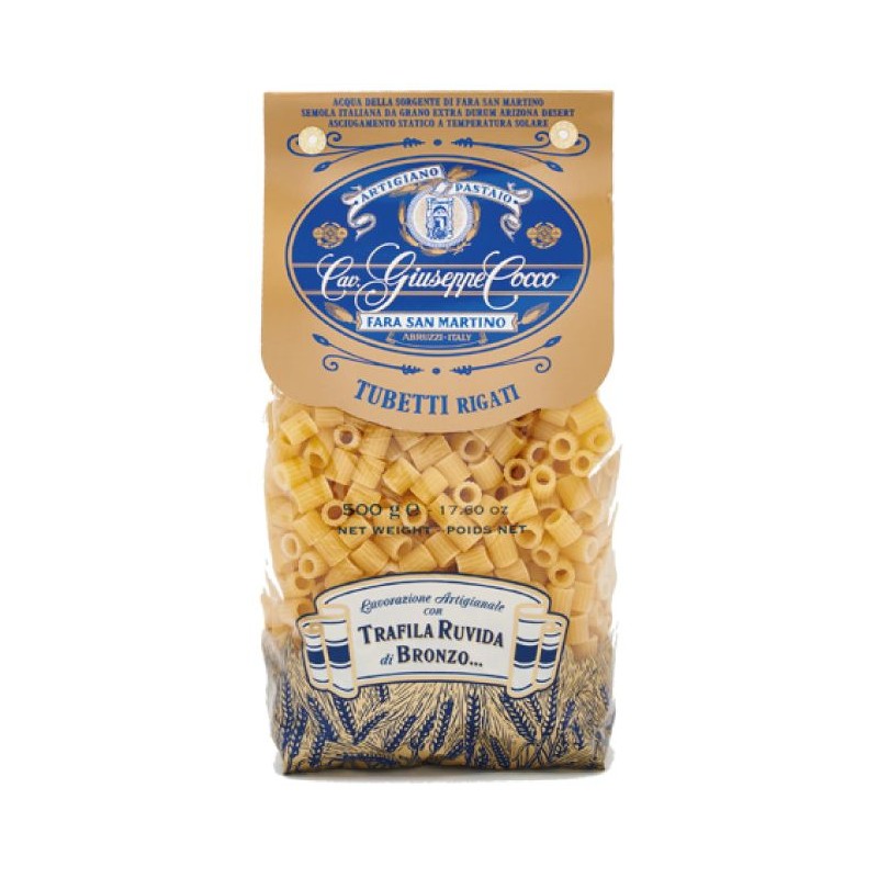 Tubetti rigati semola Pastificio Cocco 500 gr pasta artigianale