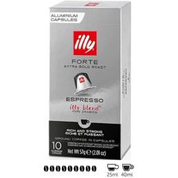 Caffè in capsule per Nespresso Illy Forte 10 pz Capsule Nero