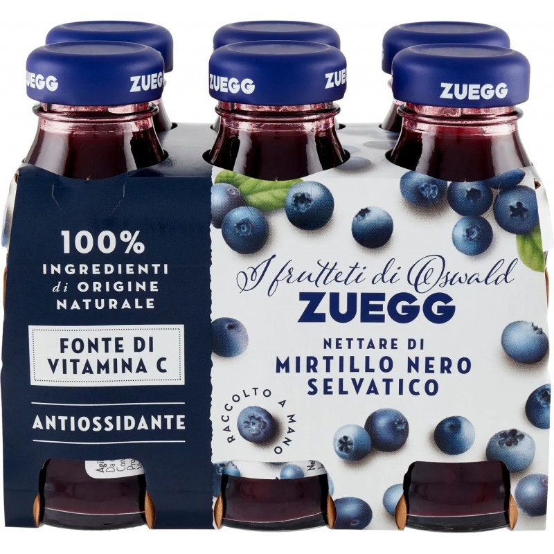Succo di frutta Zuegg Mirtilli neri selvatici ml.125x6 vetro vap tappo a vite