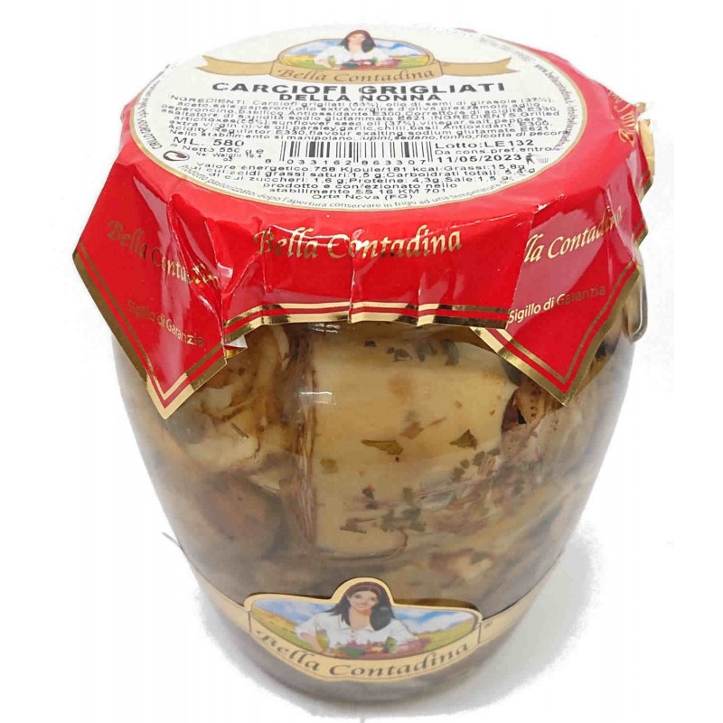 Carciofi interi grigliati Bella Contadina 580 ml vaso vetro sott'olio sottolio di girasoli