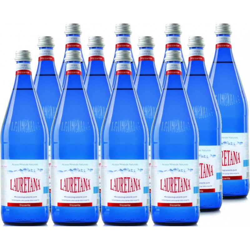 Acqua Lauretana 1 L x 12 bt *** FRIZZANTE *** in vetro a rendere con tappo a vite VAR