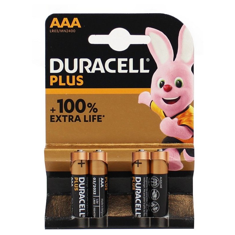 Batterie ministilo AAA Duracell Plus 4 pz +100% Extra Life