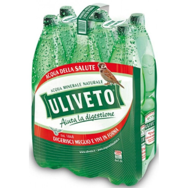 Acqua Uliveto 1,5 L x 6 bt effervescente naturale in plastica PET