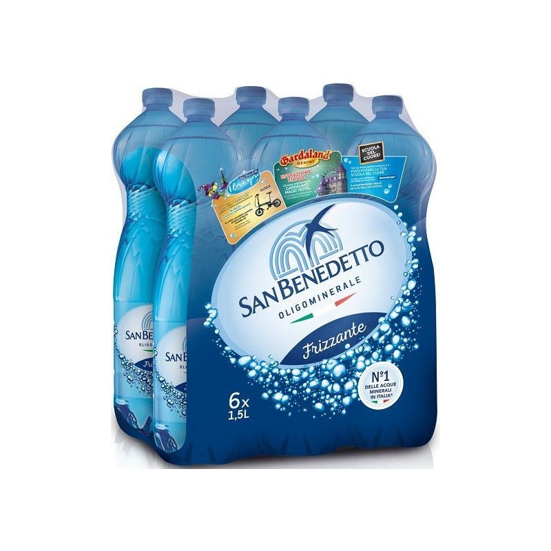 Acqua San Benedetto 1,5 L x 6 bt *** FRIZZANTE *** in plastica Fonte  Primavera PET