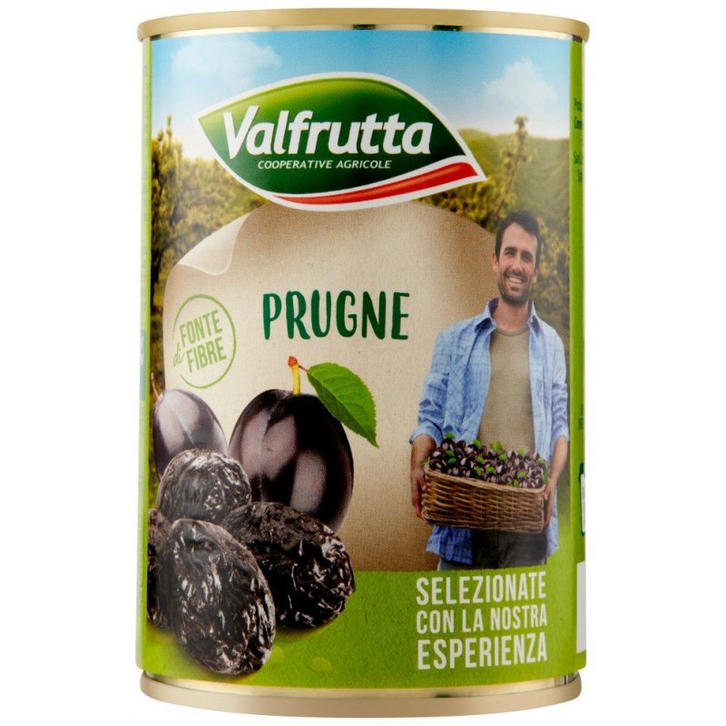 Prugne allo sciroppo Valfrutta 425 g italiane, in lattina