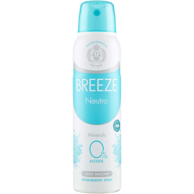 Deodorante Breeze spray, neutro, zero macchie, 0% alcool 150 ml