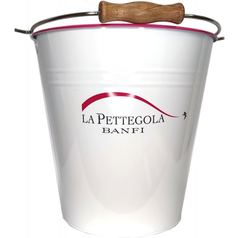 Secchiello ghiaccio Banfi La Pettegola metallo bianco manico inserto legno 1 pz