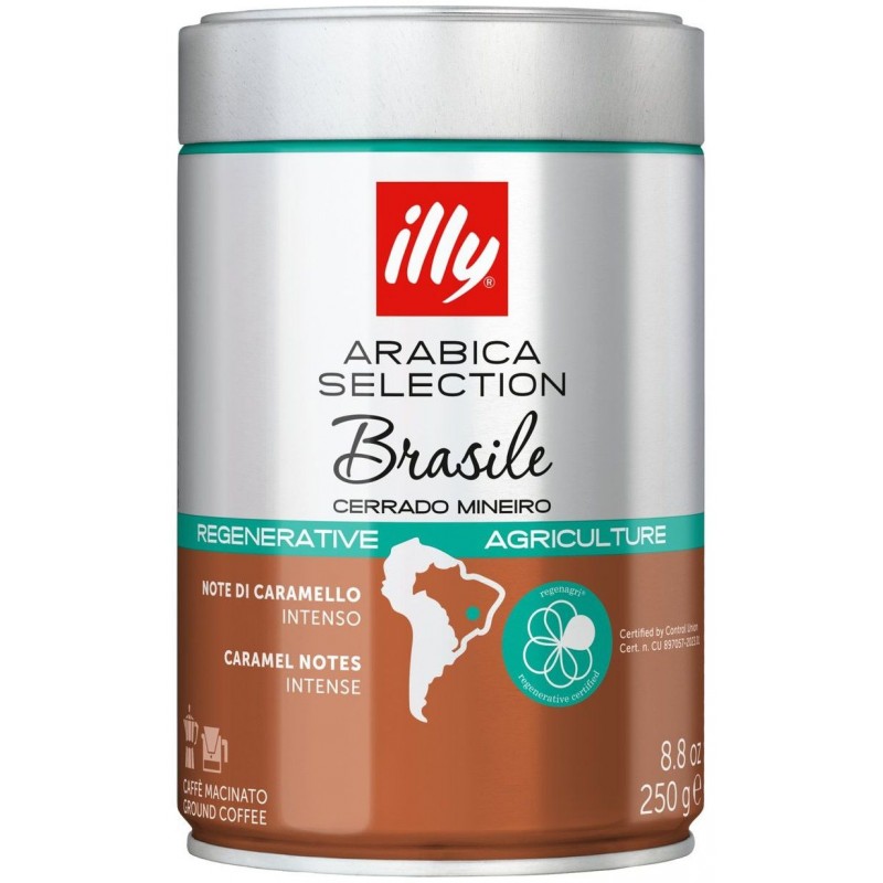 Caffè in polvere per moka illy Brasile 250 g Arabica Selection con note caramello intenso