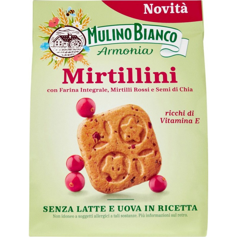 Mirtillini Mulino Bianco integrale e mirtilli rossi 270 g senza latte e uova