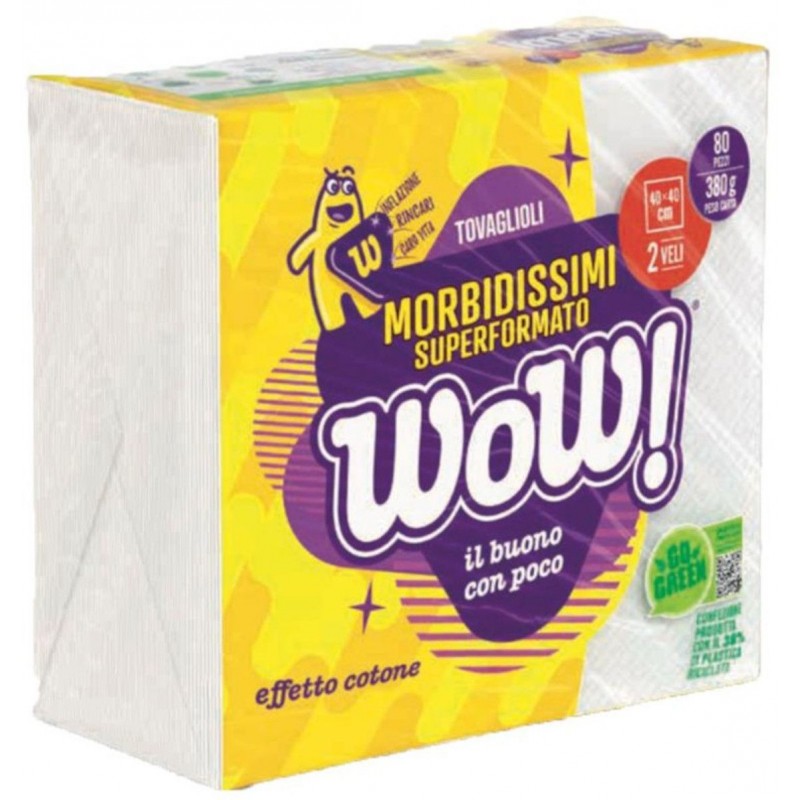 Tovaglioli Wow! doppiovelo 40x40 80 pz