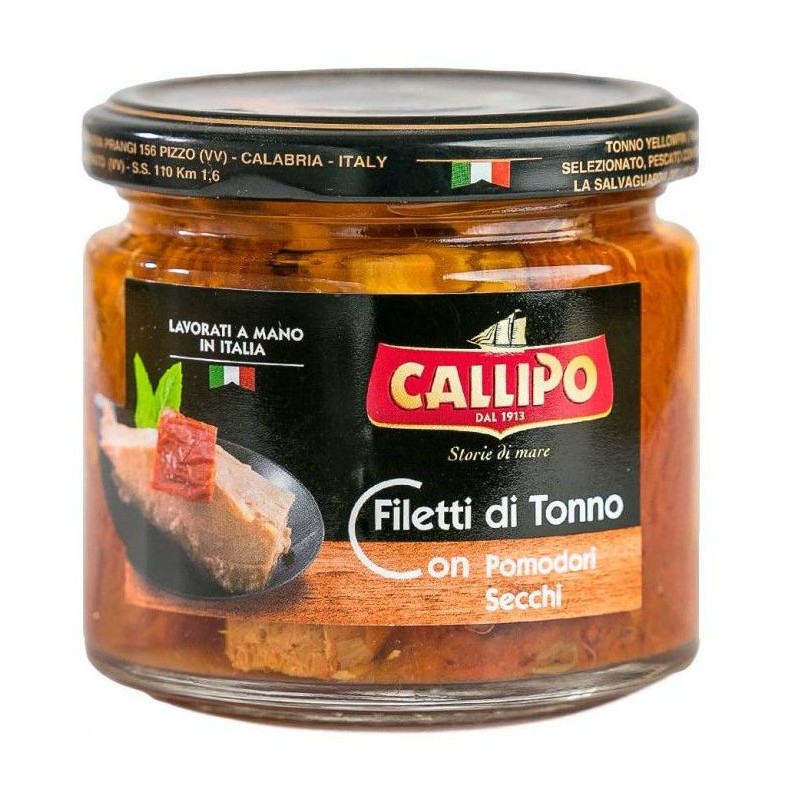 Tonno Callipo filetti con pomodori secchi 200 g vaso vetro