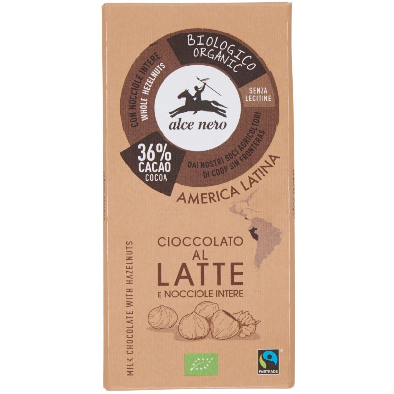 Cioccolata Alce Nero latte e nocciole biologico 100 g