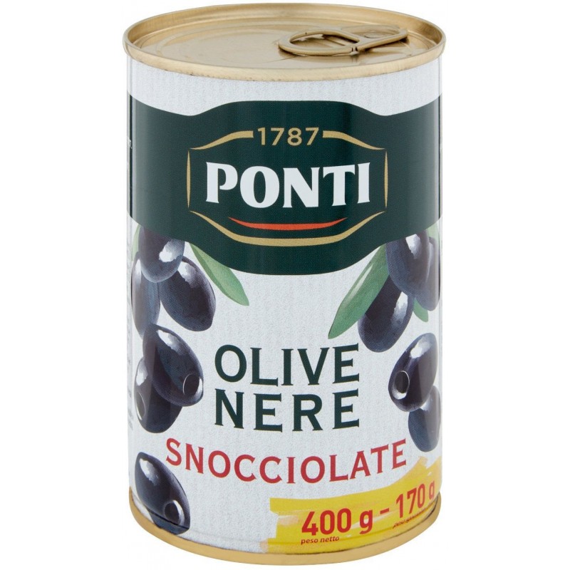 Olive nere denocciolate Ponti 400 g salamoia lattina